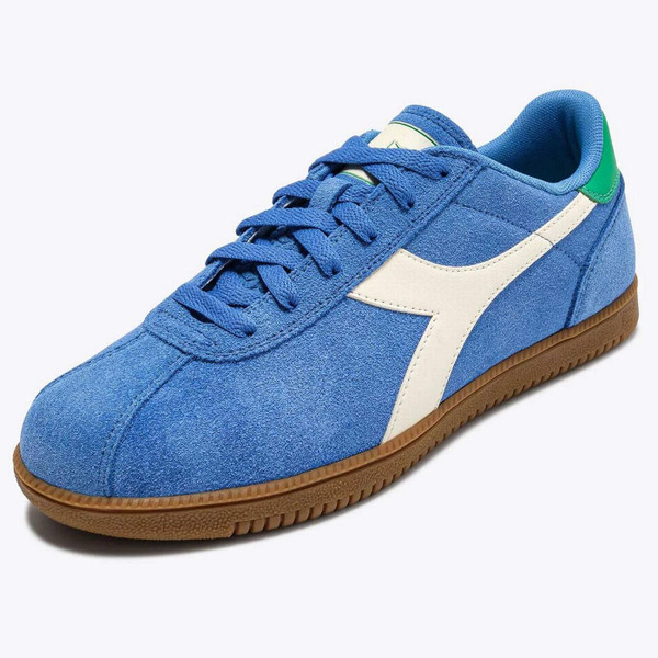 Diadora Tokyo Men's Retro Suede Trainers in Sky Blue Navy Front View 