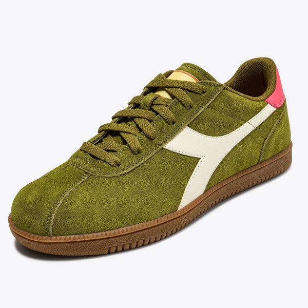 Diadora Tokyo Men's Retro Suede Trainers in Tokyo Wild Green Front View