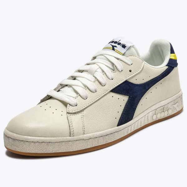 Diadora Game Low Jersey Waxed Retro Men's Trainers in White Navy Peony Front View