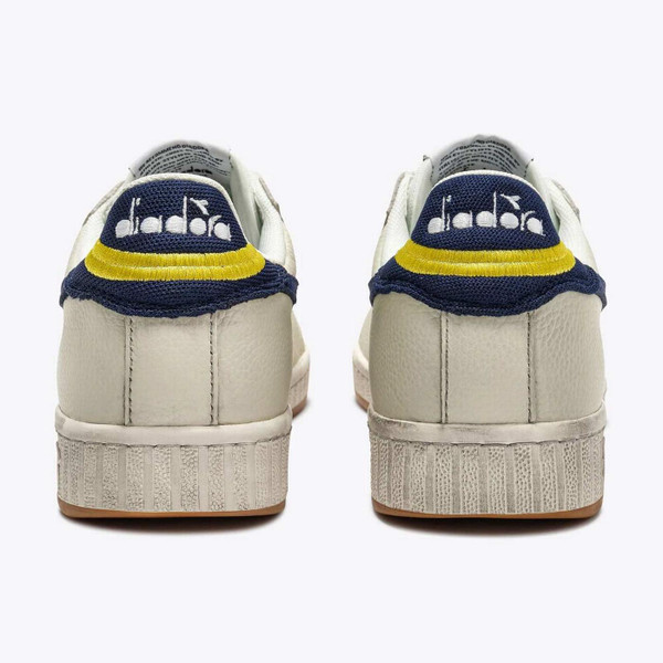 Diadora Game Low Jersey Waxed Retro Men's Trainers in White Navy Peony Back View
