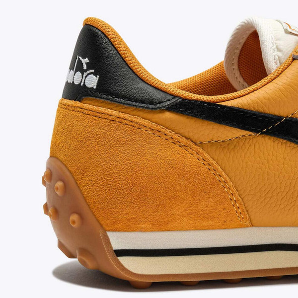 Diadora Rally Punched Men's Retro Trainers in Orange Mustard Heel View