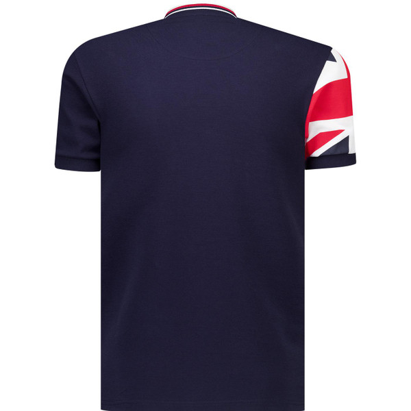Trojan Clothing Mens England Union Jack Flag Sleeve Pique T-shirt in Navy
