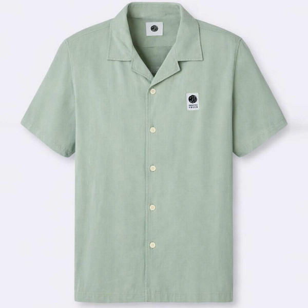 Pretty Green Islington Retro 50s Rayon Cuban Collar Shirt in Green - Main View