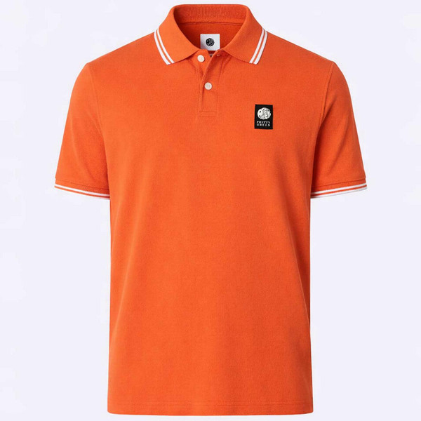 Pretty Green Rayner Men's Mod Twin Tipped Pique Polo Shirt in Orange - Main View