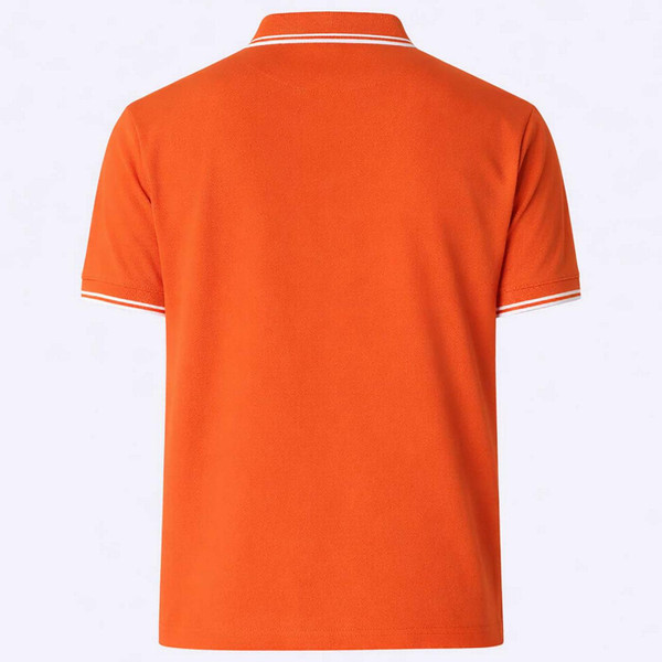 Pretty Green Rayner Men's Mod Twin Tipped Pique Polo Shirt in Orange - Back View