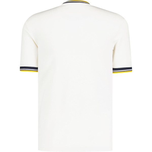 trojan clothing mens tipped retro stripe front pique tshirt ecru