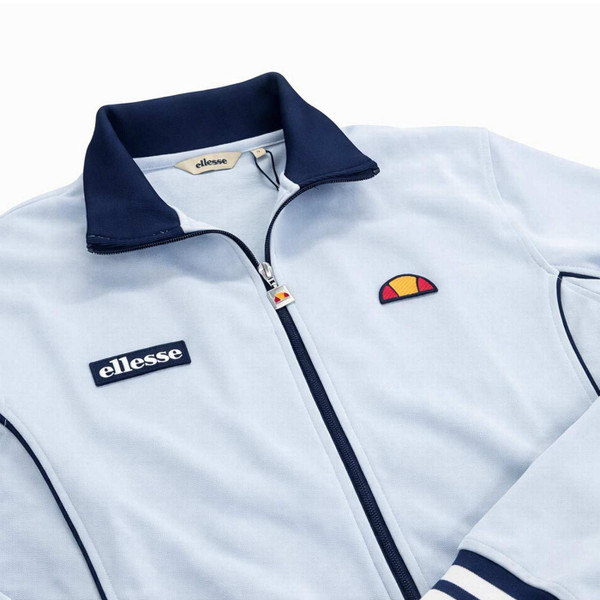 Ellesse Milan Men's Retro 80s Track Jacket in Light Blue - Flat Lay