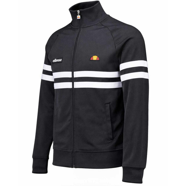 Ellesse Rimini Retro 80s Casuals Men's Track Jacket in Black and White - Side View