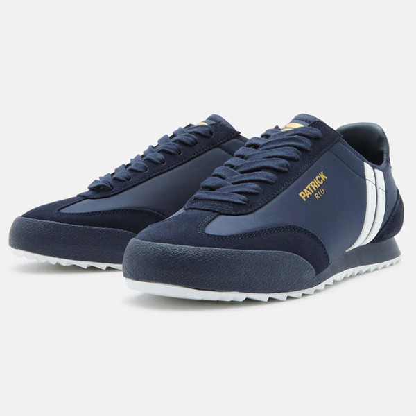 Pair of Patrick Rio Sport Suede & Nylon Retro Trainers in Navy/White K9N00072