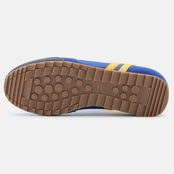 Retro Gum Sole on Patrick Rio Sport Retro 80s Suede/Nylon Trainers in Blue/Yellow K9N00072