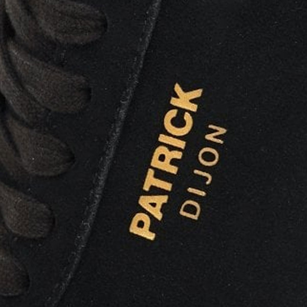 Branding and suede upper on Patrick Dijon Runner Retro 80s Trainers in Suede Black/White K9H00068
