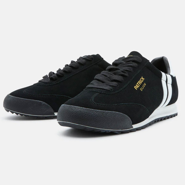 Pair of Patrick Dijon Runner Retro 80s Trainers in Suede Black/White K9H00068