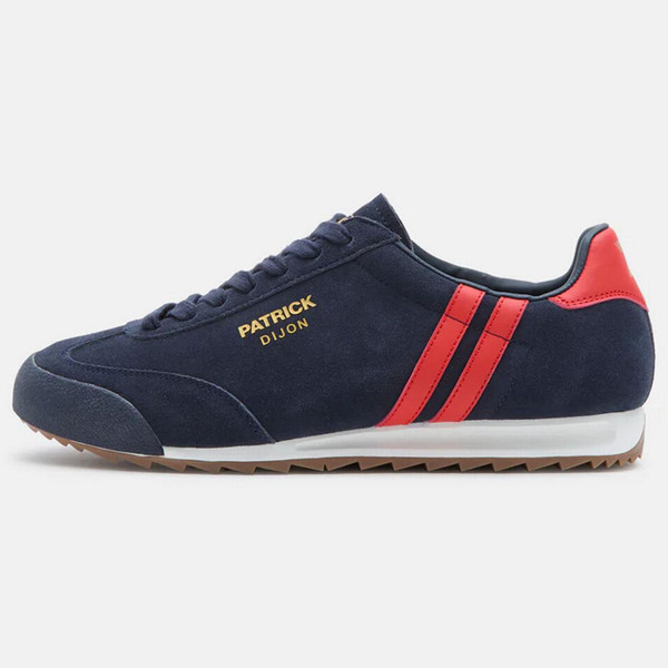 Patrick Dijon Runner Suede Retro 80s Trainers in Navy/Red K9H00068