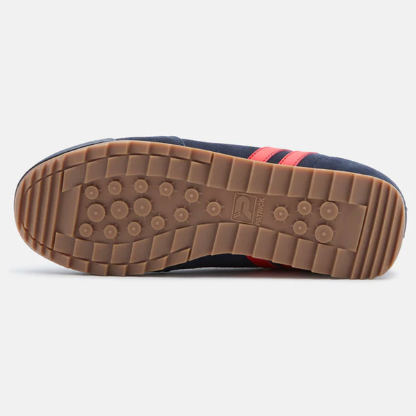 Retro Gum sole on Patrick Dijon Runner Suede Retro 80s Trainers in Navy/Red K9H00068