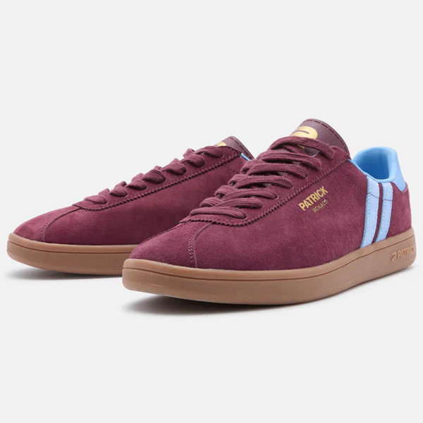 Pair of Patrick Monaco Cupsole Retro Trainers in Burgundy/Sky Suede K9J00060