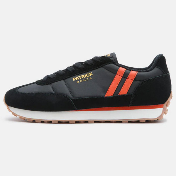 Patrick Monza Runner 80s Nylon Trainers in Black/Orange K9L00065