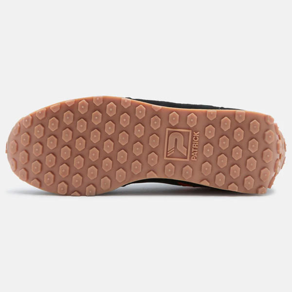 Sole on Patrick Monza Runner 80s Nylon Trainers in Black/Orange K9L00065