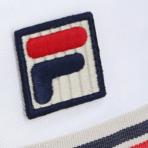 Logo & band on Fila Vintage Men's 90s Britpop Bucket Hat in White