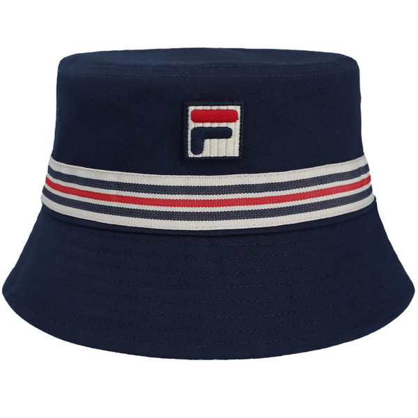 Fila Vintage Jojo Heritage Stripe Retro Bucket Hat in Navy