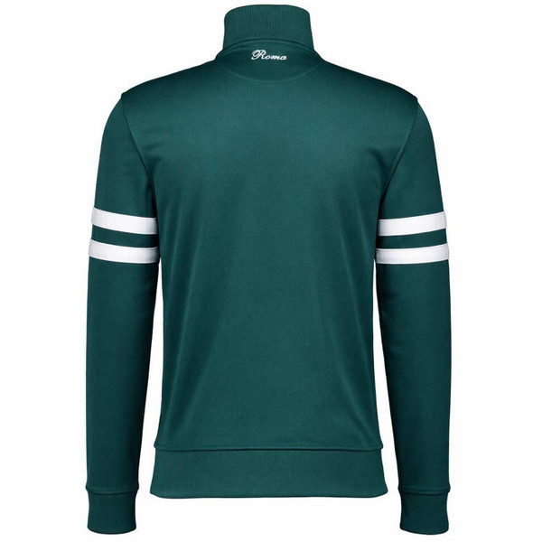 Ellesse Roma Retro Men's Funnel Neck Stripe Sleeve Track Top in Dark Green - Back View