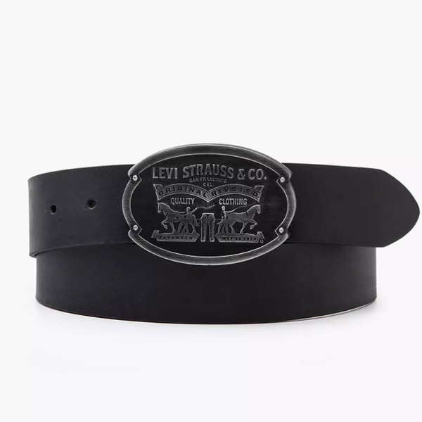 Levi's Billy Vintage Western Plaque Leather Belt in Black 38017-0046