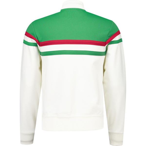 Trojan Records Clothing Mens Retro 80s Casuals Panel Stripe Zip Track Top in Emerald
