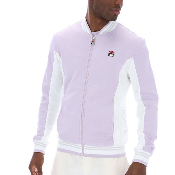Pinstripe side detail on Fila Vintage Men's Settanta Track Jacket in Misty Lilac