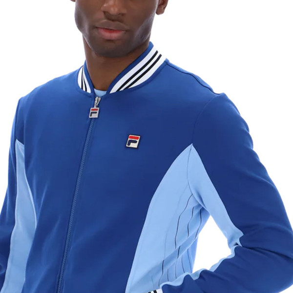 Collar detail on Fila Vintage Settanta Men's Track Jacket in Limoges Blue