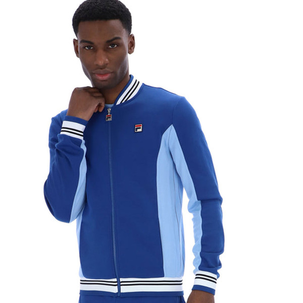 Man wearing Fila Vintage Settanta Men's Track Jacket in Limoges Blue