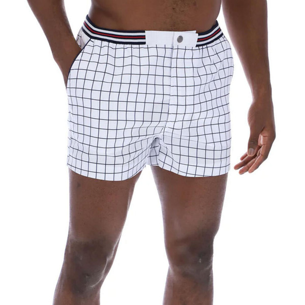 Fila Vintage Men's 70s 80s High Tide Check Tennis Shorts in White