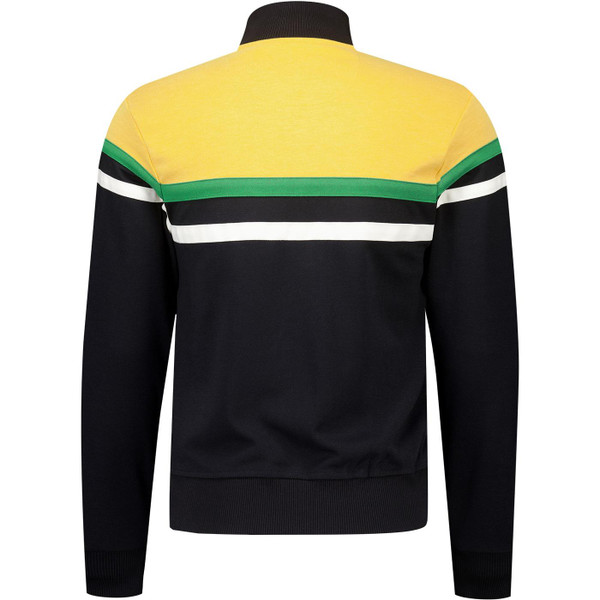 Trojan Records Clothing Mens Retro 80s Casuals Panel Stripe Zip Track Top in Black