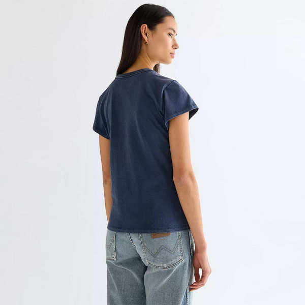 Wrangler Women's Retro 70s Slim Shrunken Band Tee in Navy - Back View