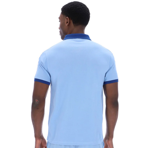 Back of Fila Vintage Men's Mattia Contrast Retro Polo in Frozen Fjord Blue