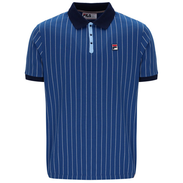 Fila Vintage Men's BB1 Pinstripe Bjorn Borg Polo in Limoges Blue