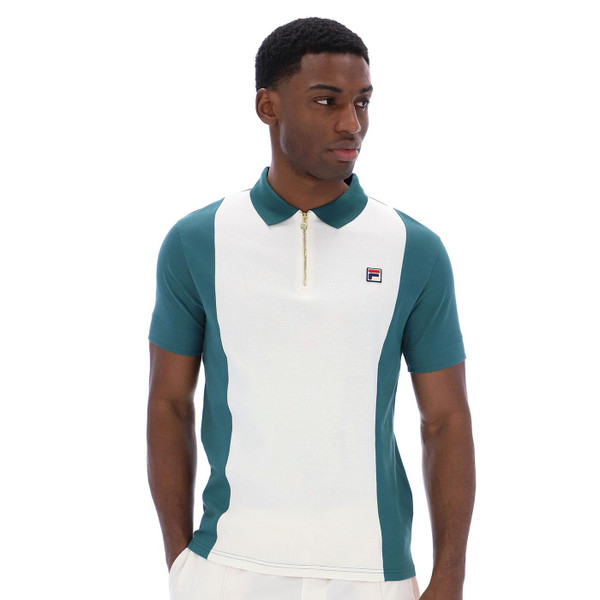 Fila Vintage Pierro Men’s Zip Neck Polo in Mediterranea Green