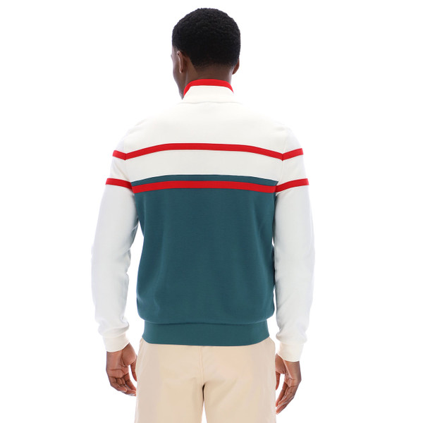 Back of Fila Vintage Giovanni Retro 80s Track Jacket in Mediterranea Green & Gardenia