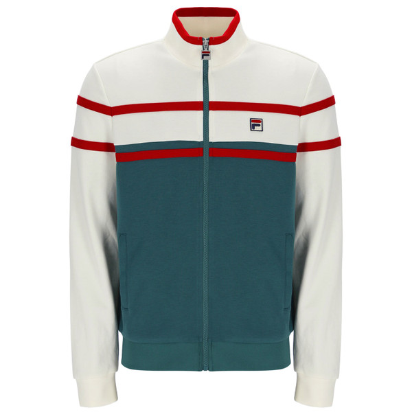 Fila Vintage Giovanni Retro 80s Track Jacket in Mediterranea Green & Gardenia
