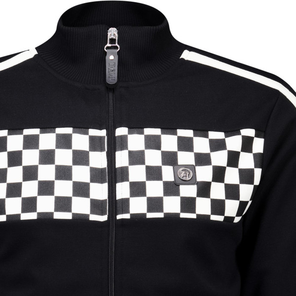 Trojan Records Clothing Mens Twin-Stripe Chequerboard Track Top in Black
