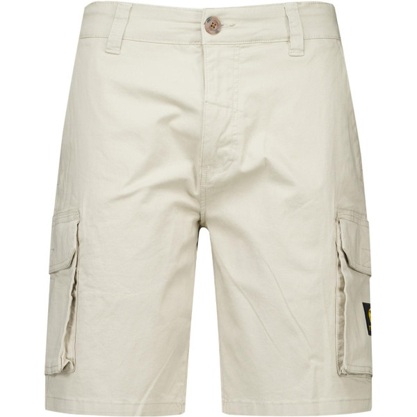 Trojan Records Clothing Men's Retro Plain Twill Cargo Shorts in Stone Beige