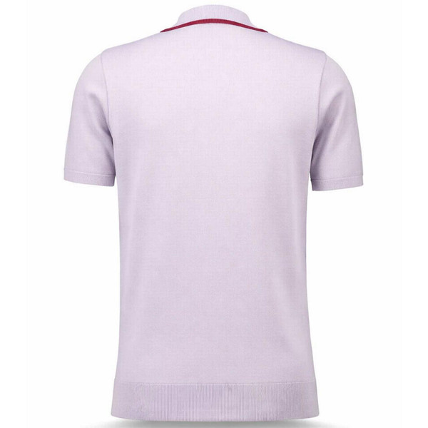 Gabicci Vintage Connett Men's 1970s Mod Diagonal Stripe Knitted Polo Shirt in Grey Back View