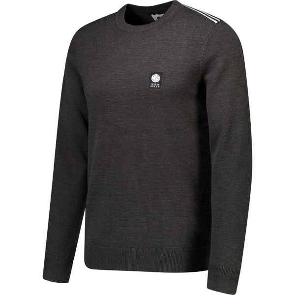 Pretty Green Mens Merino Blend Crew Neck Jumper in Charcoal Grey