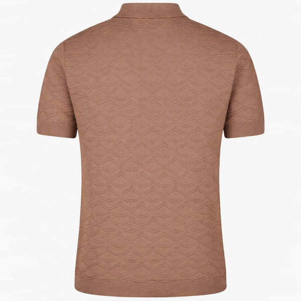 Luke 1977 Kennet Men's Mod Textured Knitted Short Sleeve Shirt in Hardnut Back View