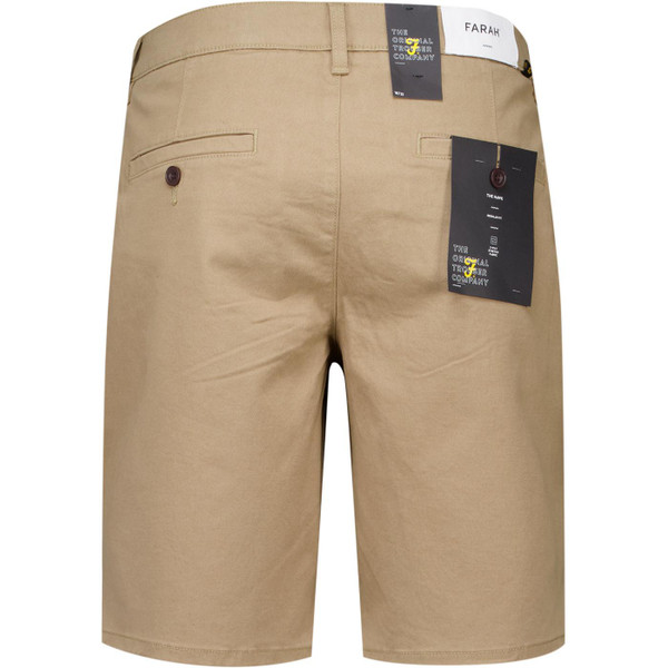 Farah Vintage Mens Hawk Retro 50s Twill Chino Zip Fly Shorts in Dark Beige