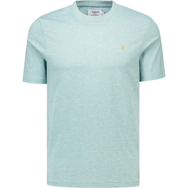 Farah Vintage Mens Danny Marl Organic Cotton Crew Neck Green T-shirt in Mist Green