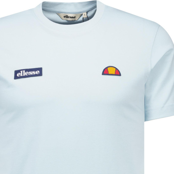 Ellesse Mens Floran 80s Casuals Double Branded Crew Neck T-Shirt in Light Blue