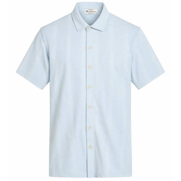 Ben Sherman Men's Mod Textured Stripe Pique Shirt in Powder Blue - Main View