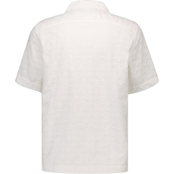 Original Penguin Mens Geo Embroidered Short Sleeve Cuban Shirt in Bright White