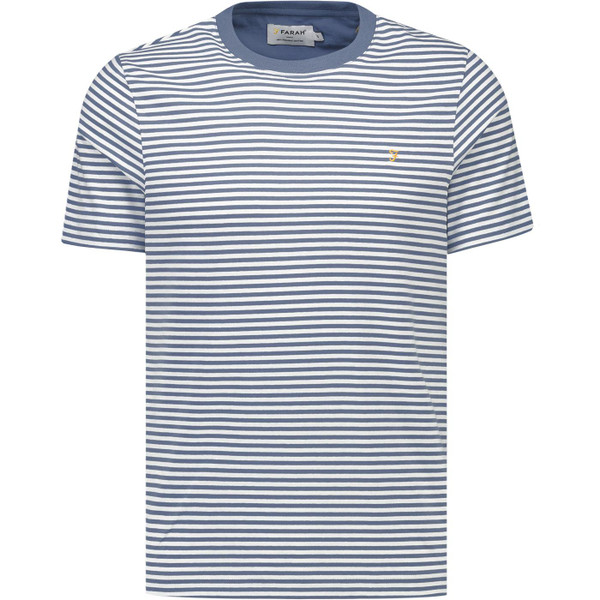 Farah Vintage Mens Castle Breton Stripe Crew Neck T-shirt in Blue Tide