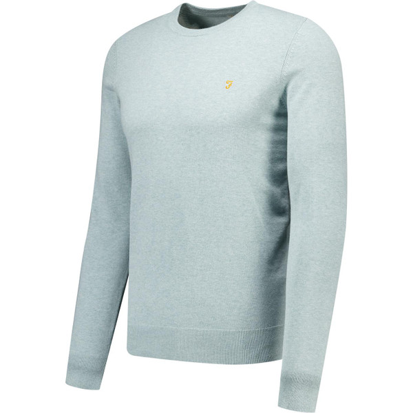 Farah Vintage Mens Mullen Organic Crew Neck Sweater in Green Mist