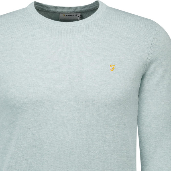 Farah Vintage Mens Mullen Organic Crew Neck Sweater in Green Mist
